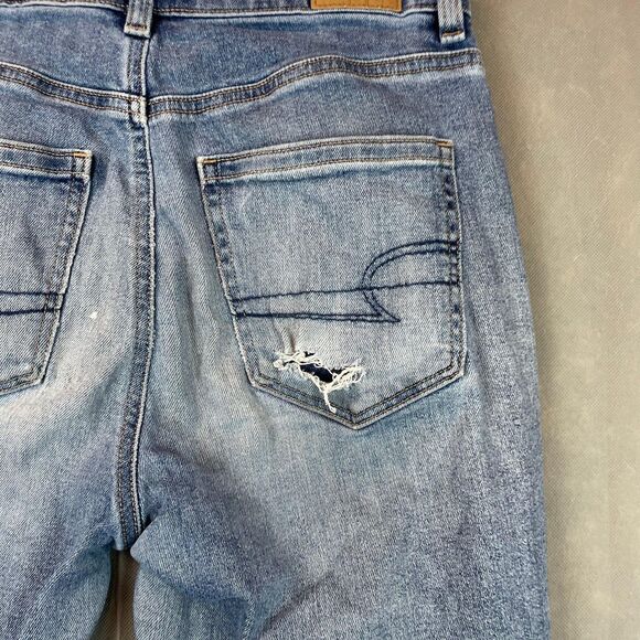 American Eagle Stretch Jeans Women Size 8 Light Blue 5-Pocket Design Zip Fly - Picture 6 of 11
